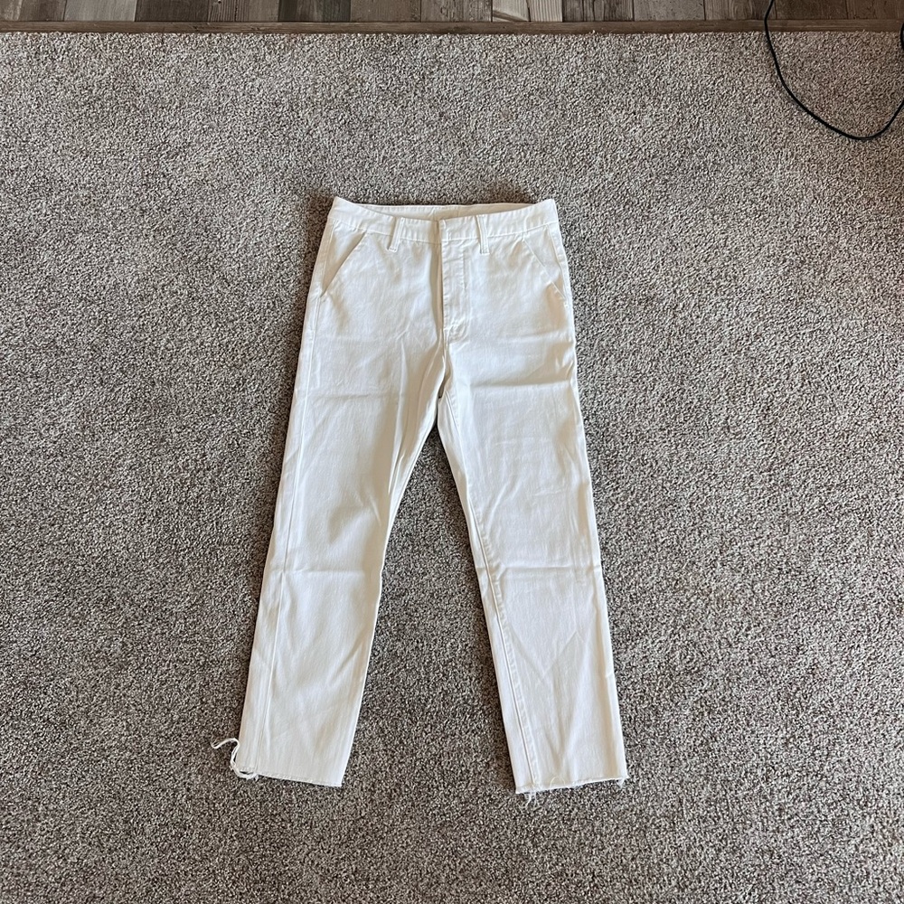 Mother “the shaker prep fray” pants, in white. Work pants, comfortable